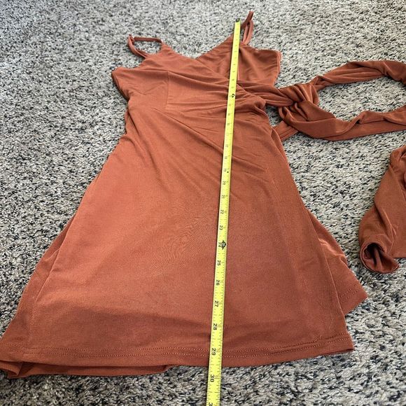 Showpo Wrap Mini Tank Dress, Rust Orange Size 6 - Picture 4 of 6